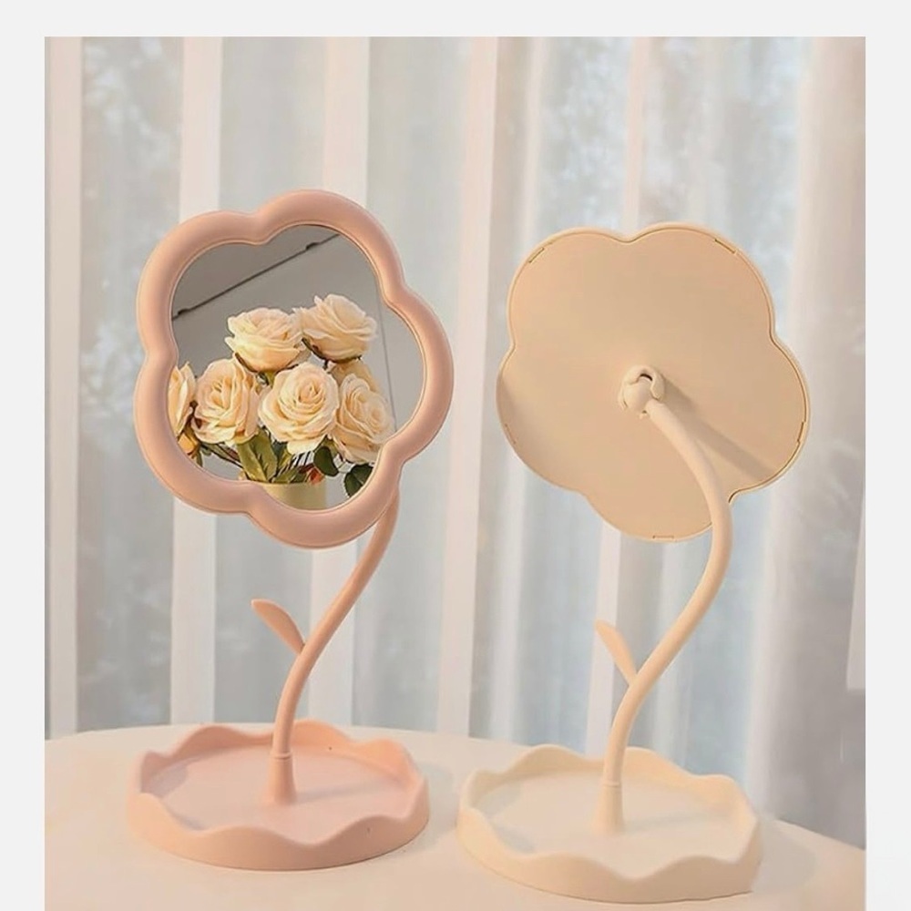 Floral White Table Mirror